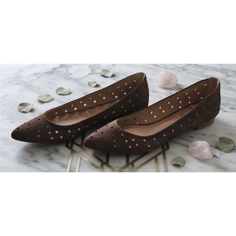 CC Corso Como Women’s 9.5M Brown Nubuck Perforated Gabrielle Flats Pointed Toe